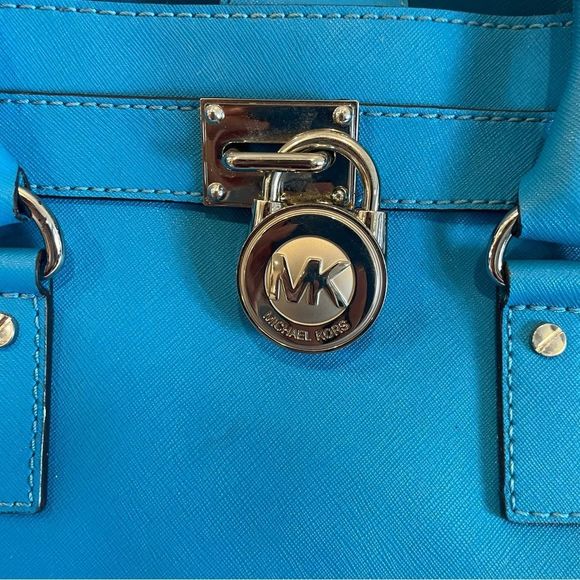 Michael Kors Signature Hamilton Blue North South Satchel - Picture 7 of 11